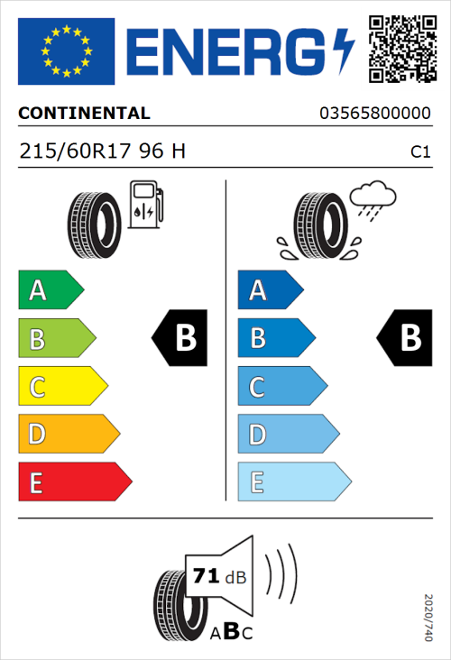 Tyre Label for Continental ContiEcoContact 5 215/60R17 96H