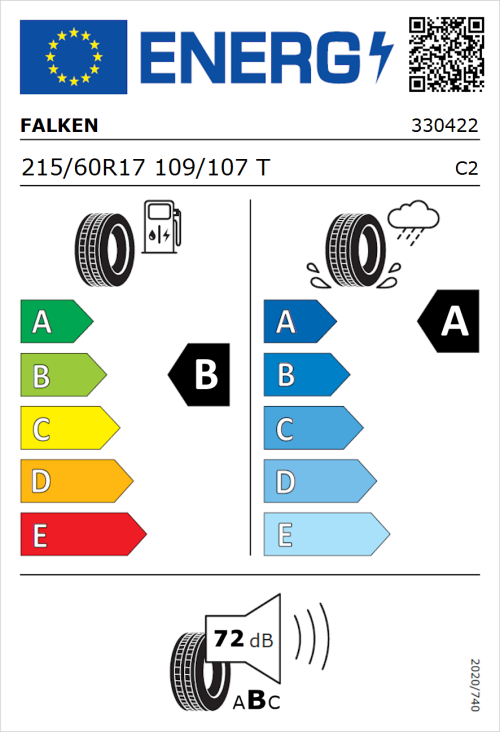 Tyre Label for Falken Linam VAN01 215/60R17 109/107T